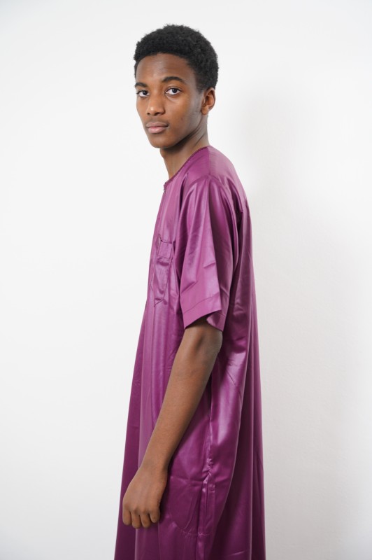 Qamis manches courtes glacé bordeau